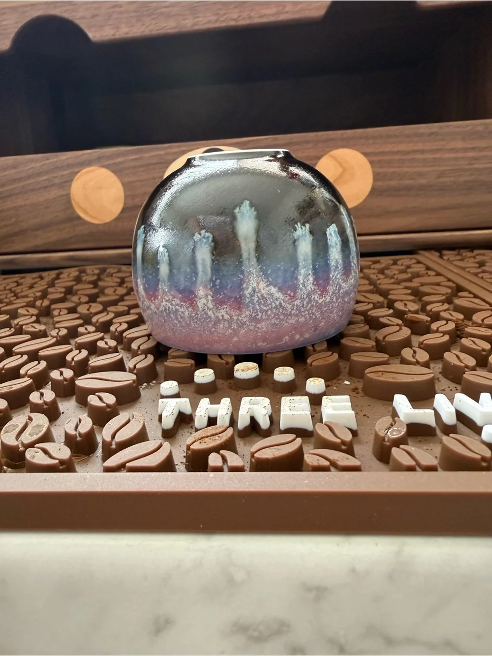 Handcrafted Ceramic Art cup in Blue and Pink Glaze